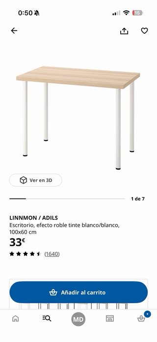 3 escritorios Adils IKEA Madera y Metal Blanco