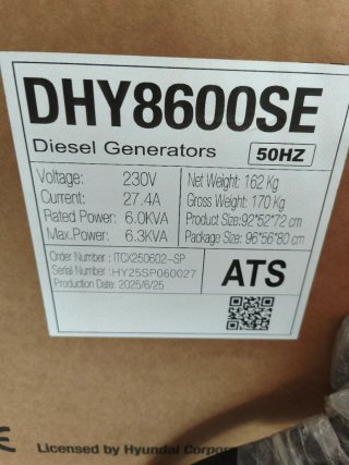 Generador Hyundai DHY8600SE y Cuadro ATS