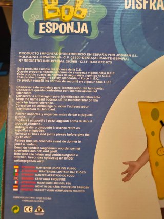 Disfraz Bob Esponja Infantil Talla M