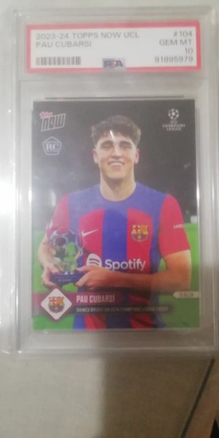 Cromo Pau Cubarsí PSA 10 Topps Now UCL