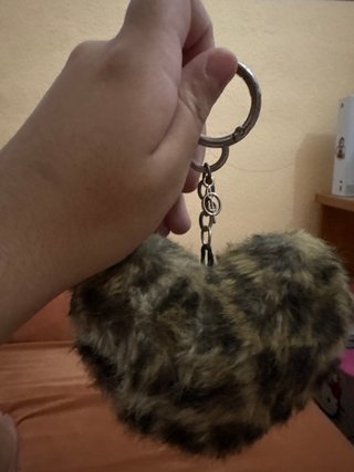 Llavero Corazón Pelo Estampado Leopardo