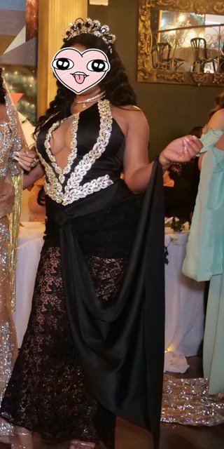 Vestido pedimiento/boda gitana negro y dorado