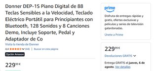 Piano Digital Donner DEP-1S teclas contrapesadas