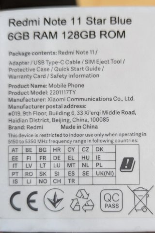 Xiaomi Redmi Note 11, 6 GB de RAM Azul Estelar
