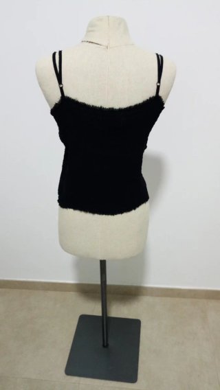Top Jigsaw Seda Chiffon Negro