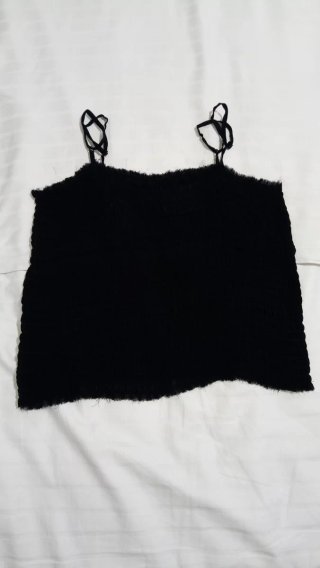 Top Jigsaw Seda Chiffon Negro