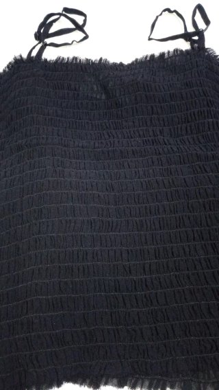 Top Jigsaw Seda Chiffon Negro