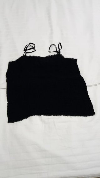 Top Jigsaw Seda Chiffon Negro