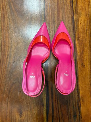 Zapatos Zara Tacon Talla 39 Rosa Rojo