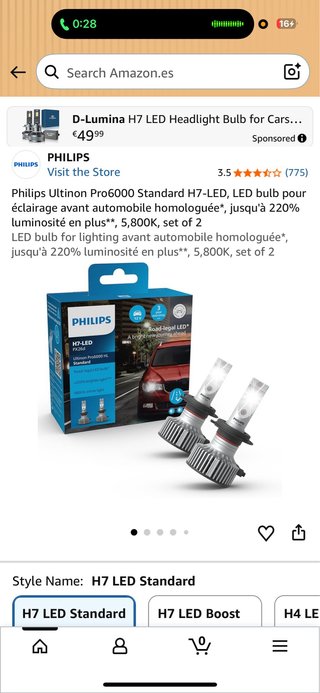 Philips H7 LED Ultinon Pro6000 HL (2 uds)