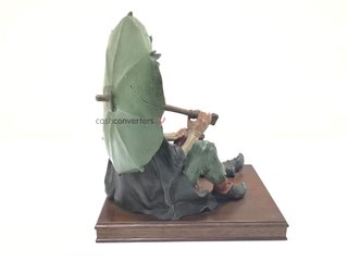 ceramica alta gama capodimonte mendigo con paraguas y perro