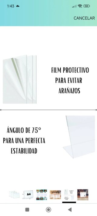 Expositor metacrilato transparente A4