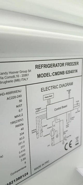 NEVERA COMBI CANDY NO FROST ENERGÍA A+