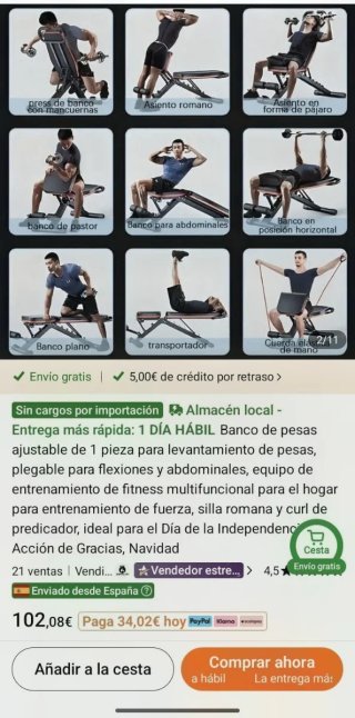 Banco de pesas multifuncional