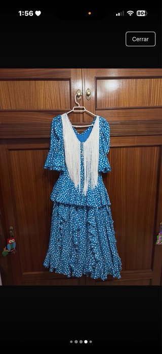 Vestido de gitana azul con lunares blancos