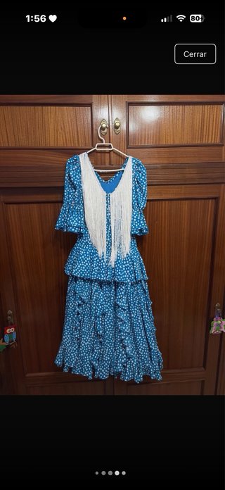 Vestido de gitana azul con lunares blancos