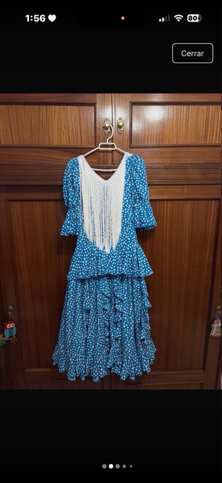 Vestido de gitana azul con lunares blancos