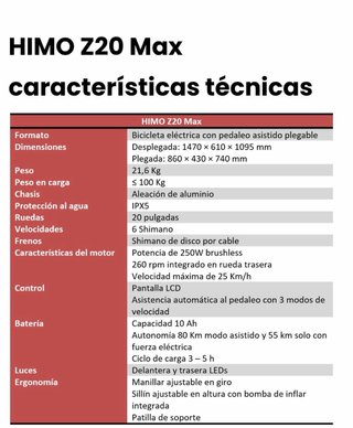 Bicicleta Eléctrica Plegable Himo Z20