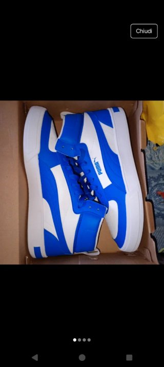 Scarpe Puma alte blu e bianche nuove