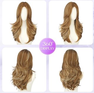 Peluca Mujer Pelo Natural Rubio Dorado 55cm