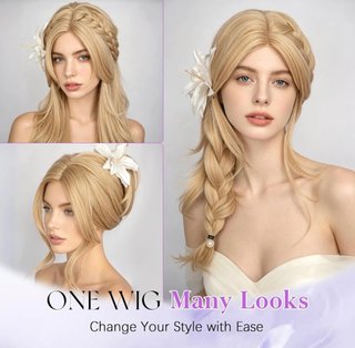 Peluca Mujer Pelo Natural Rubio Dorado 55cm
