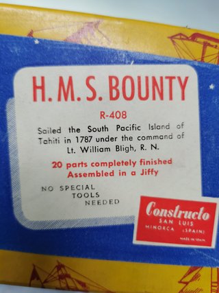 maqueta vintage H.M.S. Bounty,  spain- H.M.S. BOUNTY - R-408 - CONSTRUCTO SAN LUIS MINORCA SPAIN - AÑOS 70