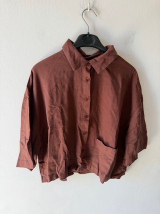 Camicia Zara marrone con tasche