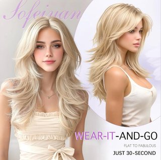 Peluca Mujer Pelo Natural Rubio Dorado 55cm