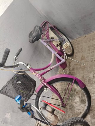 Bicicleta Morada con Cesta