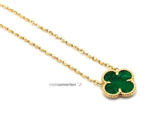 gargantilla oro 18k con piedra con malaquita 22cm