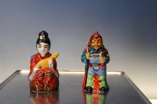 Figuras de porcelana de los Sietes Sabios Chinos, pintadas a mano. Años 60 ó 70.