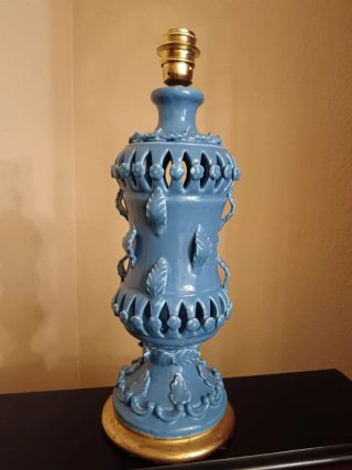 Lámpara de mesa Manises azul y oro