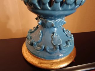 Lámpara de mesa Manises azul y oro
