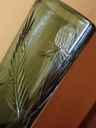 Jarrón Cristal Vintage Art Déco Verde