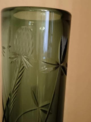 Jarrón Cristal Vintage Art Déco Verde