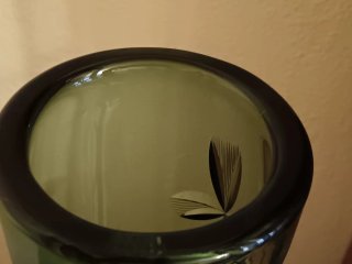 Jarrón Cristal Vintage Art Déco Verde