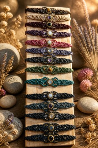 Pulsera Macramé Artesanal con Piedras naturales
