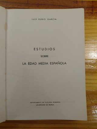 Estudios sobre la Edad Media española. Luis Rubio
