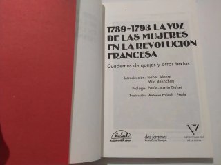 Libro La voz de las mujeres  Revolución Francesa