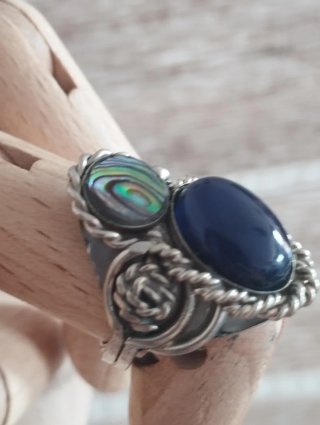 Anillo Artesanal ajustable Alpaca Piedra Natural