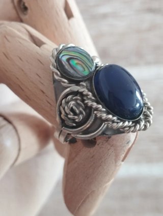 Anillo Artesanal ajustable Alpaca Piedra Natural