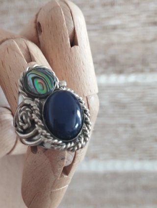 Anillo Artesanal ajustable Alpaca Piedra Natural