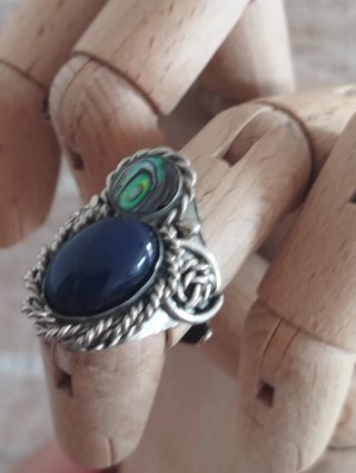 Anillo Artesanal ajustable Alpaca Piedra Natural