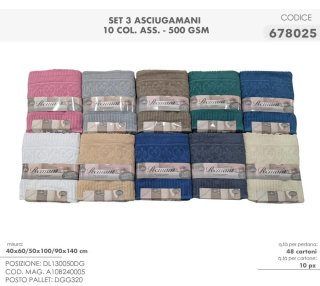 Set 5x3 Asciugamani Spugna Cotone