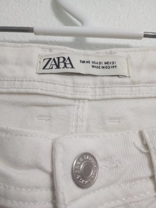 Pantalón Roto Zara Blanco Hombre