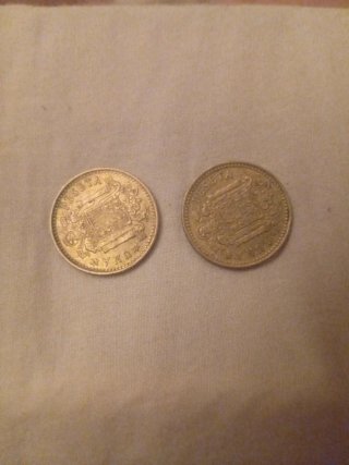 2 Monedas 1 Peseta Escudo Español