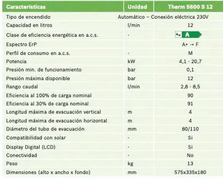 Calentador Bosch Therm 5600S 12 Gas Natural