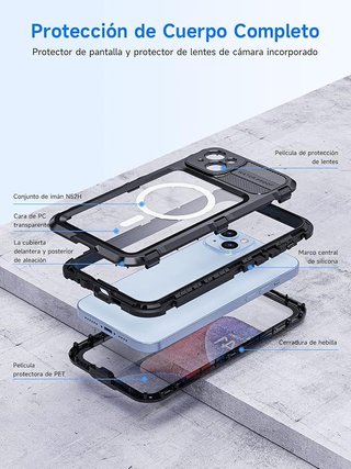 SEACOSMO Custodia Impermeabile per iPhone 14 6.1'' Nero
