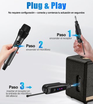AVEEK 2 Micrófonos 80m 40h HiFi PLUGPLAY Rojo-Gris