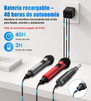 AVEEK 2 Micrófonos 80m 40h HiFi PLUGPLAY Rojo-Gris